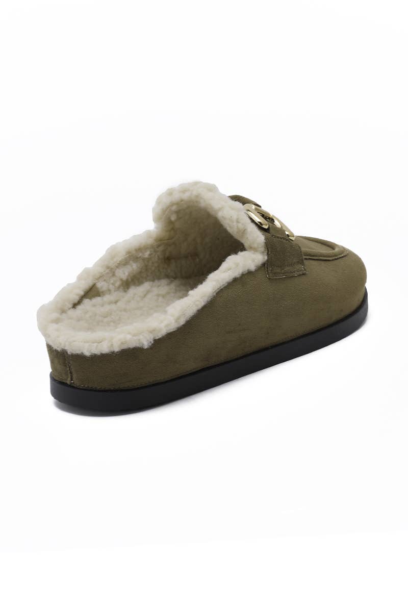 Joia Paris - Vente Chaussons – unisexe - Mules fourrées avec boucle métal H8-976C6
