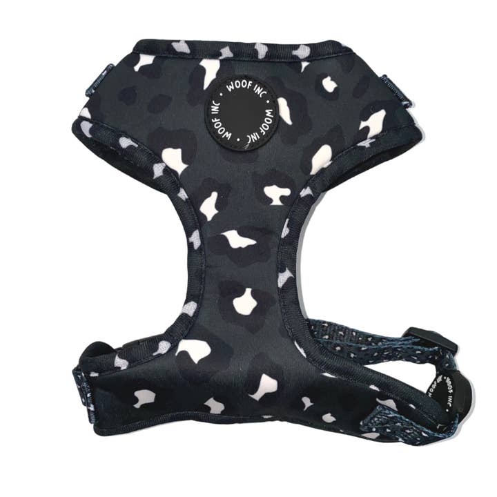 WOOF INC - Wholesale Pet Harness - Dog - Midnight Black Leopard Print Adjustable Dog Harness