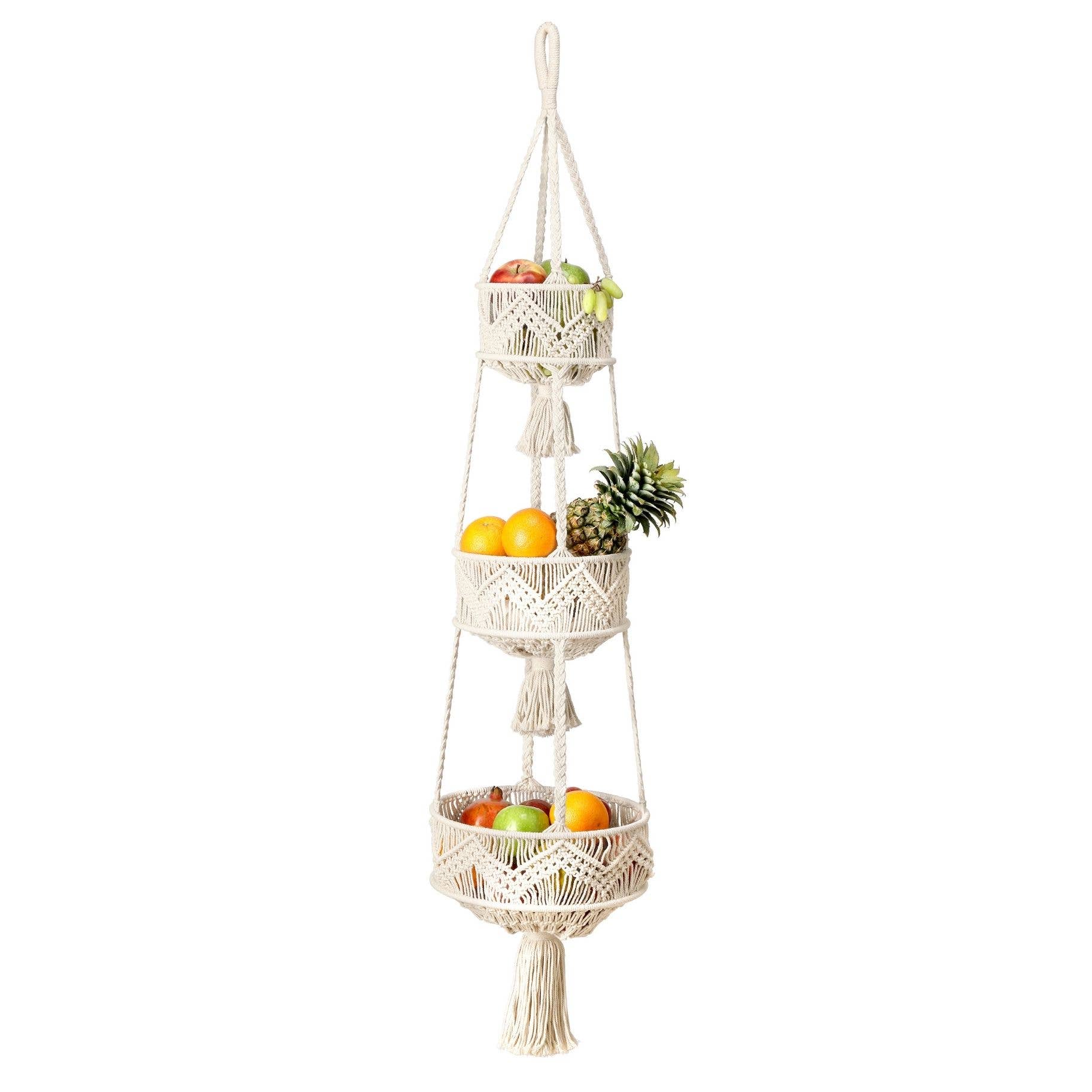 Juvale Cesto per frutta decorativo a 3 piani, bianco crema, 46 cm :  : Casa e cucina