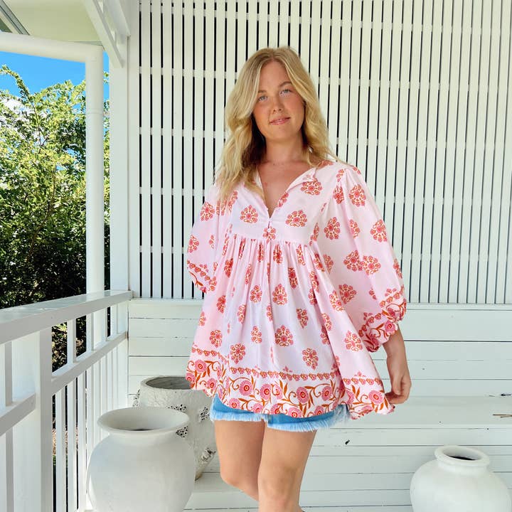 DESERT WILDFLOWERS PRINT POLLI BLOUSE for wholesale by Jaase