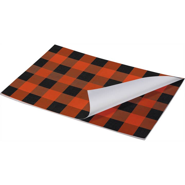Orange Buffalo Check Paper Placemat Pad for wholesale by Primitives by Kathy