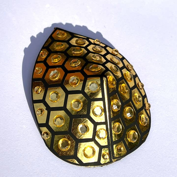 Appeeling - Venta al por mayor Pezoneras - Mujer - Empanadas HONEYCOMB con lámina dorada y cristal para pezones, fundas para festivales, carnaval, raves, lencería burlesca