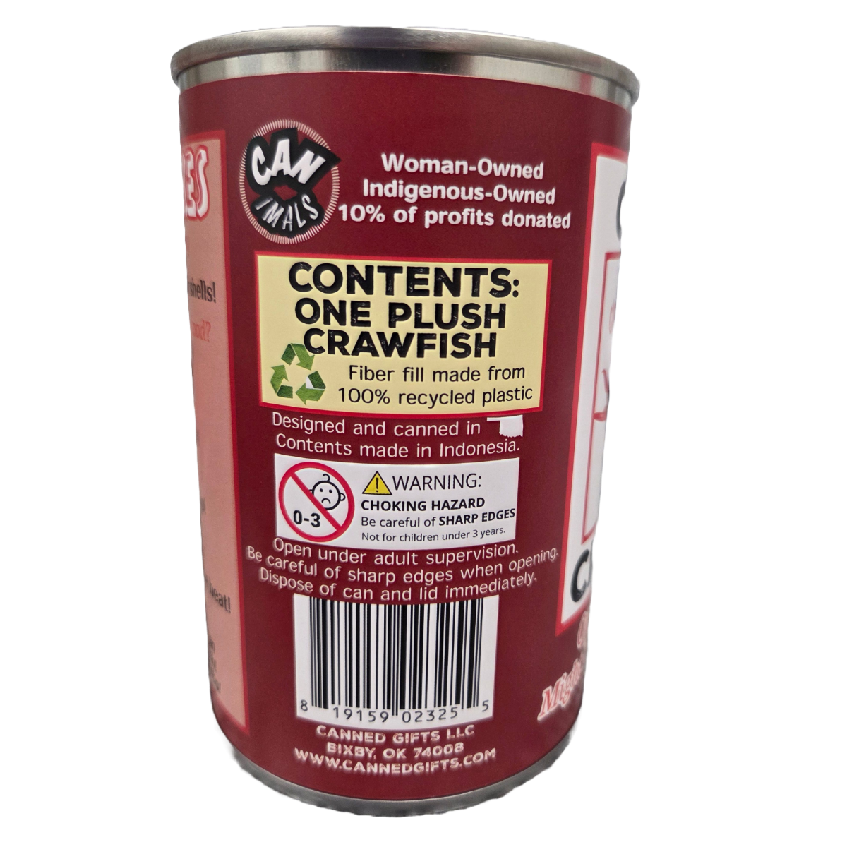 Canned Gifts - Wholesale Stuffed/Plush Toy - Kids & Baby - Clawdia the Canned Crawfish - Eco-Friendly Plush w/Jokes4