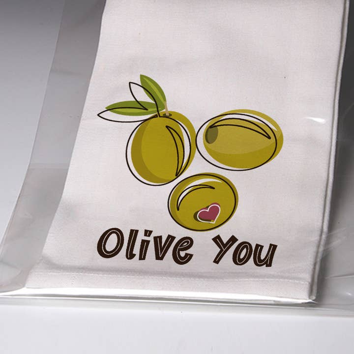 Olive You! Towel for wholesale by Liane Fried Studio