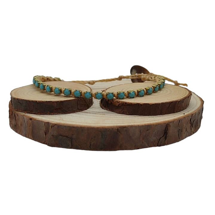 Crystal Chain Bracelets Small - Turquoise for wholesale by QUÉ MÁS JEWELS