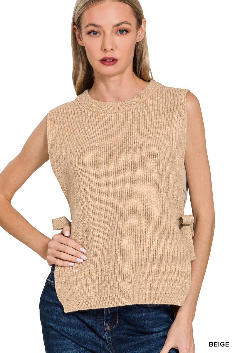 42POPS - Wholesale Outerwear Vest - Women's - `.0806 Side Tie Sweater Vest SI-285369