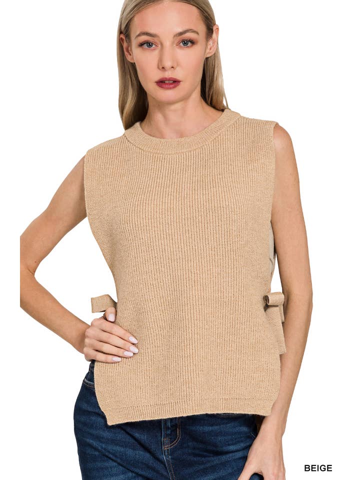 42POPS - Wholesale Outerwear Vest - Women's - `.0806 Side Tie Sweater Vest SI-285369