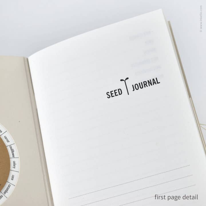 Inkello Letterpress - Wholesale Journal/Diary - Green Seedlings Seed Journal with Grow Wheel (#608)4