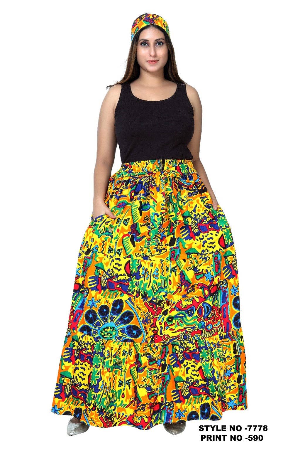 KaraChic - Vendita all'ingrosso Gonna - Donna - Gonna da donna con stampa africana a 3 strati0
