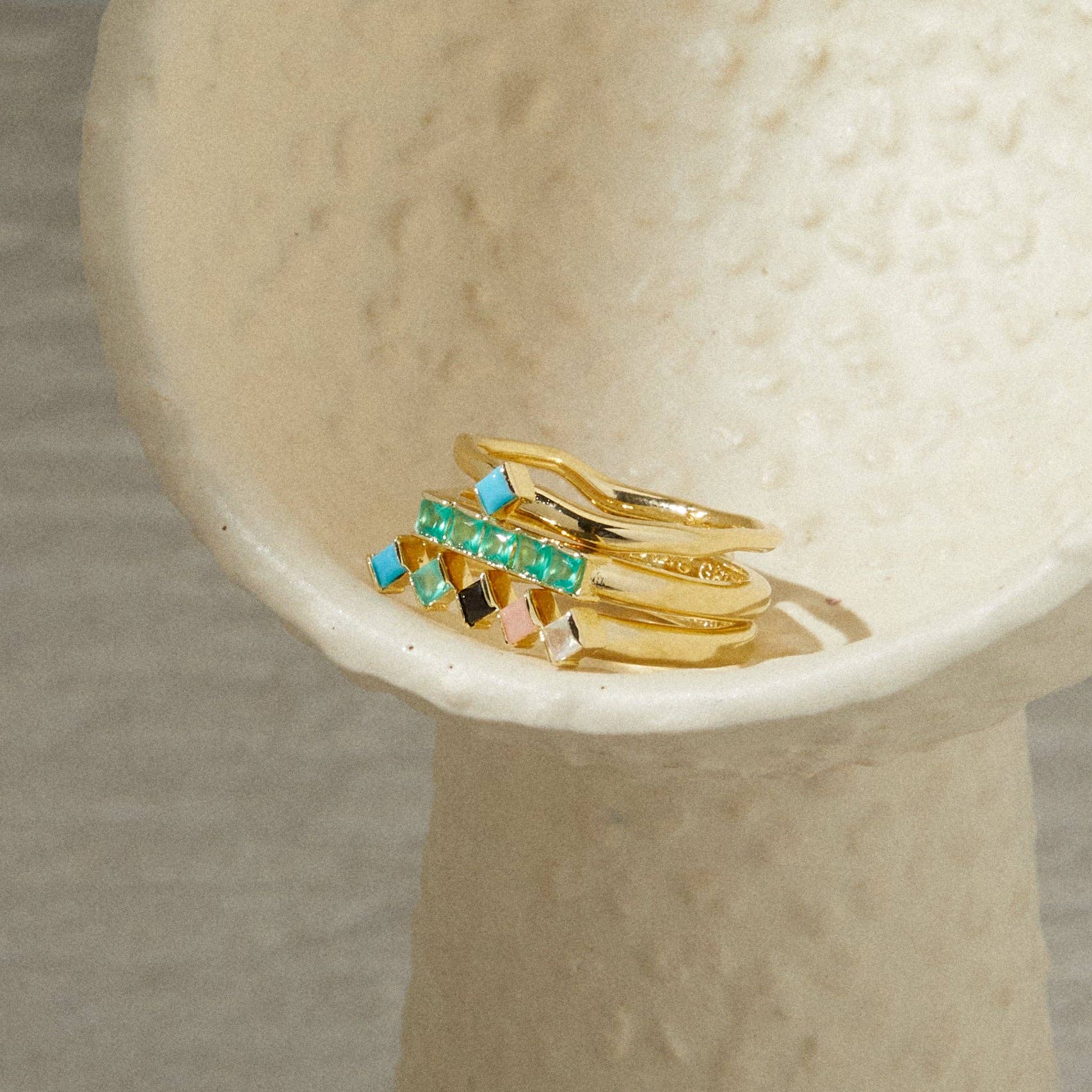 Studio Grun - Wholesale Multi-Stone Ring - Cobble Ring in Rainbow/Gold3