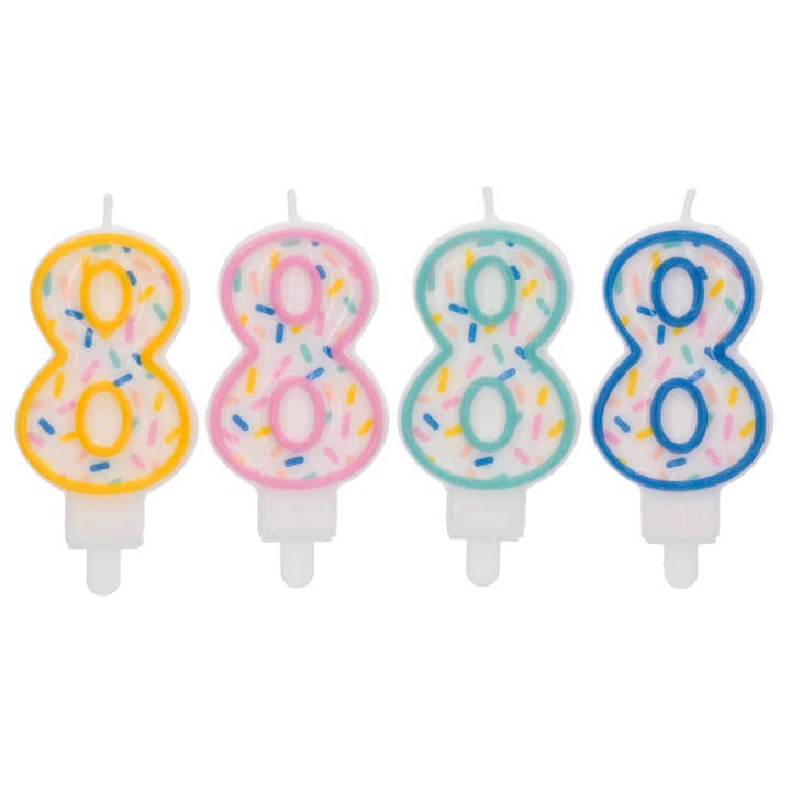 Chandelles à paillettes numéro 8, assorties, 9 cm pour la vente par Folat BV