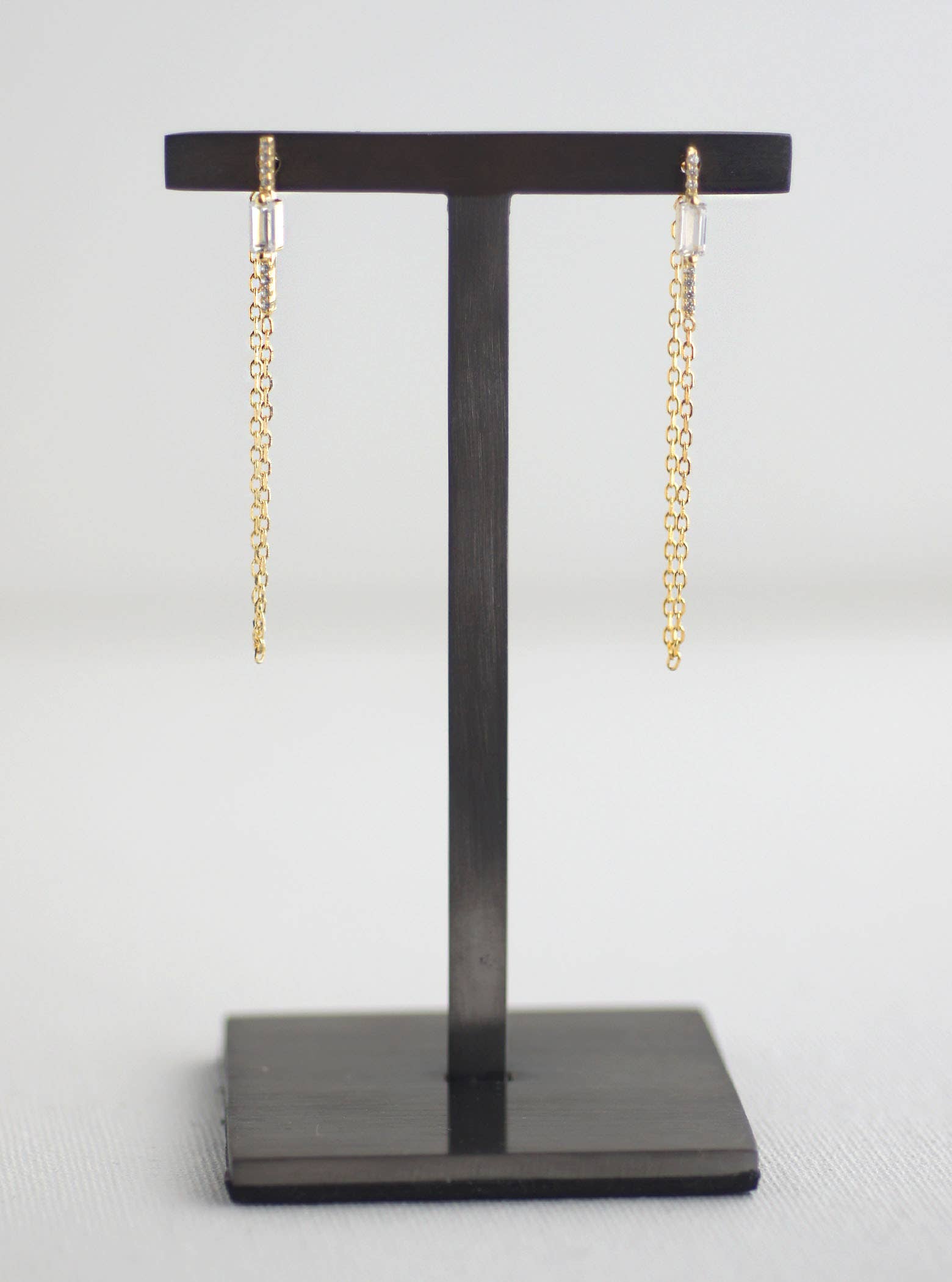 FELIX Z DESIGNS - Wholesale Dangle Earrings - CZ Bar with Baguette CZ Thread Earrings3
