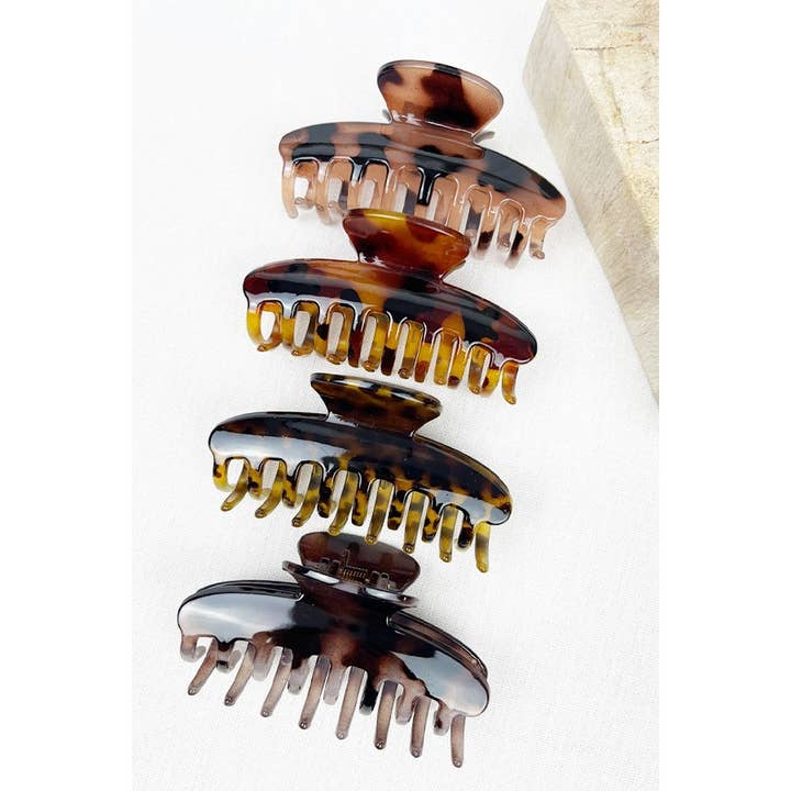 MIX COLOR Tortoise Shell Pattern Leopard Hair Clips for wholesale on Faire