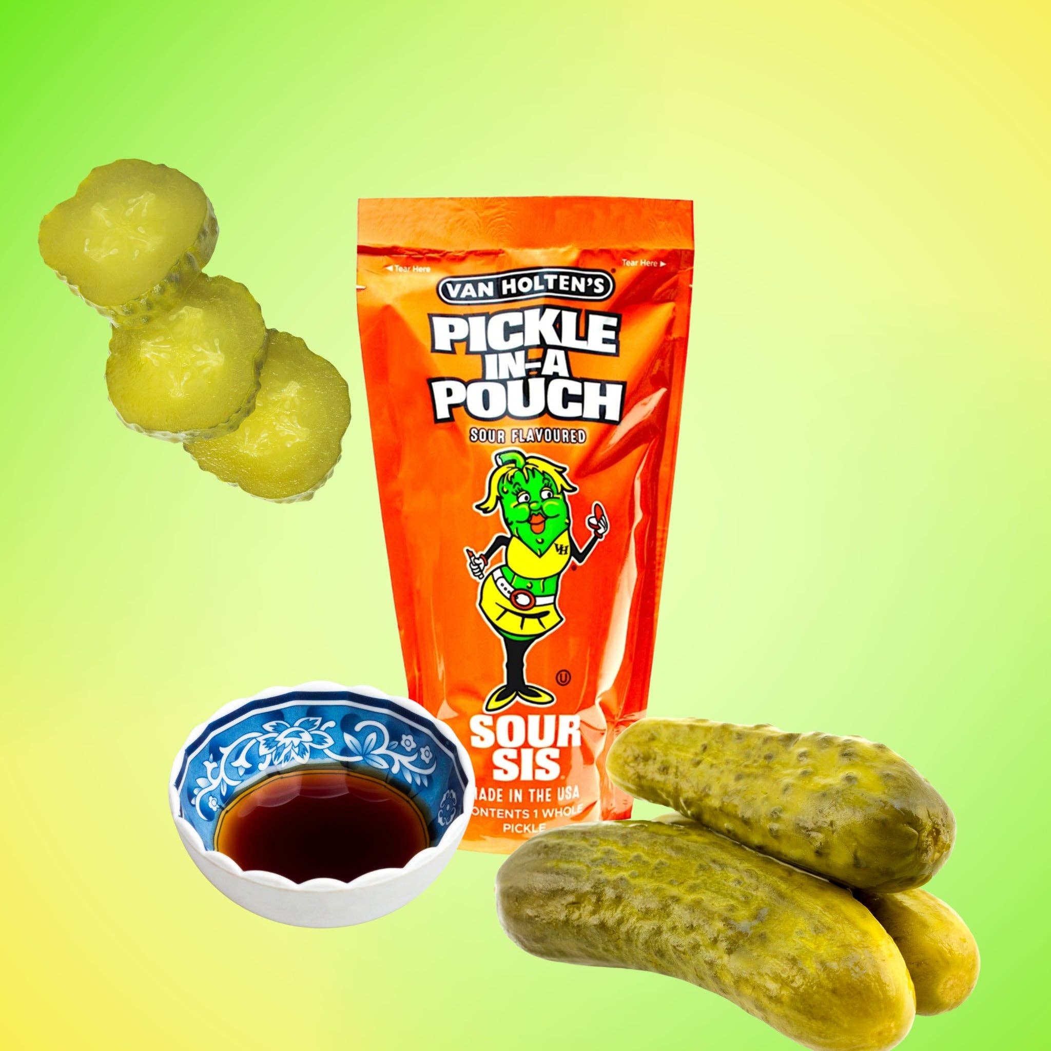utoppa GmbH - Vente Légumes marinés - Van Holten's Sour Sis Pickle Cornichon Aigre avec Vinaigre & Ail 333 g1
