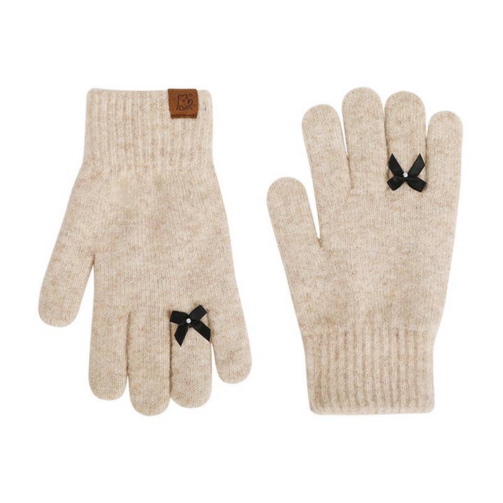 DOUBLJU - Wholesale Gloves - Women's - AUTUMN AND WINTER SWEET BOW KNITTED GLOVES_CWAG006513
