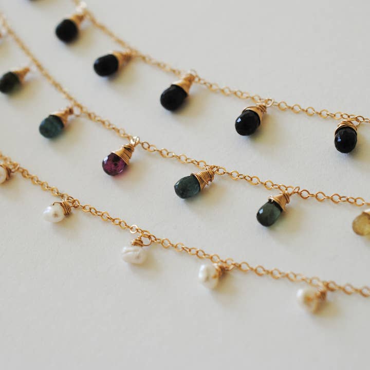 Seaflowerjewelry - Wholesale Pendant/Charm Necklace - Multi Gemstone Drop Necklace1