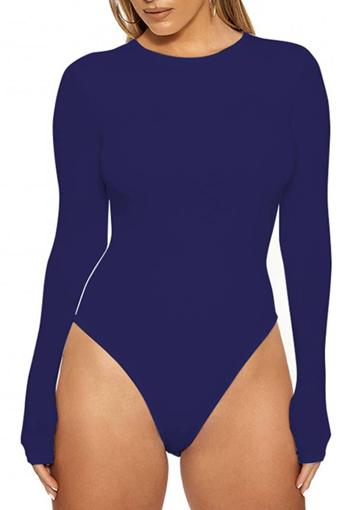 UNISHE – wholesale Bodysuit - Dam – Plain Crew Neck Långärmad Bodysuit ZJ0159