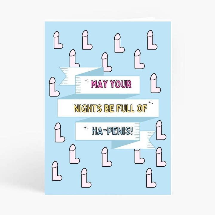 Bachelorette Card- May your nights be full of Ha-Penis for wholesale by I BODY LOVE