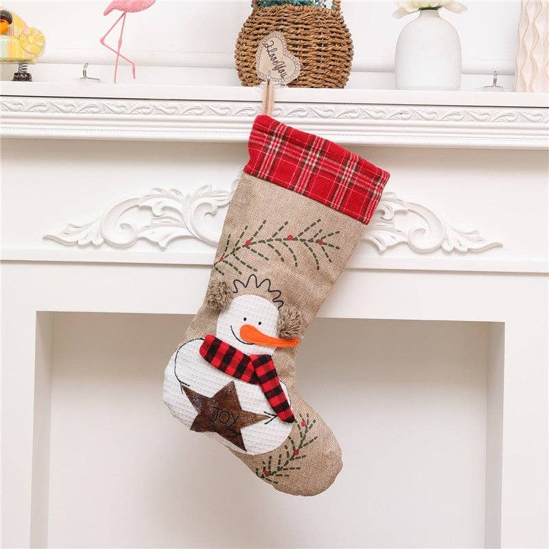 Plush Looks – Großhandel Weihnachtsstrumpf – Große, bestickte Jute-Socke, Geschenktüte, Weihnachtsdekoration6
