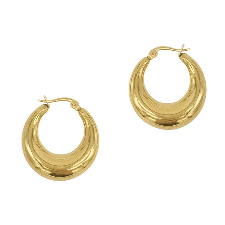 Orecchini a cerchio bombati oro per la vendita all'ingrosso da parte di Adornia