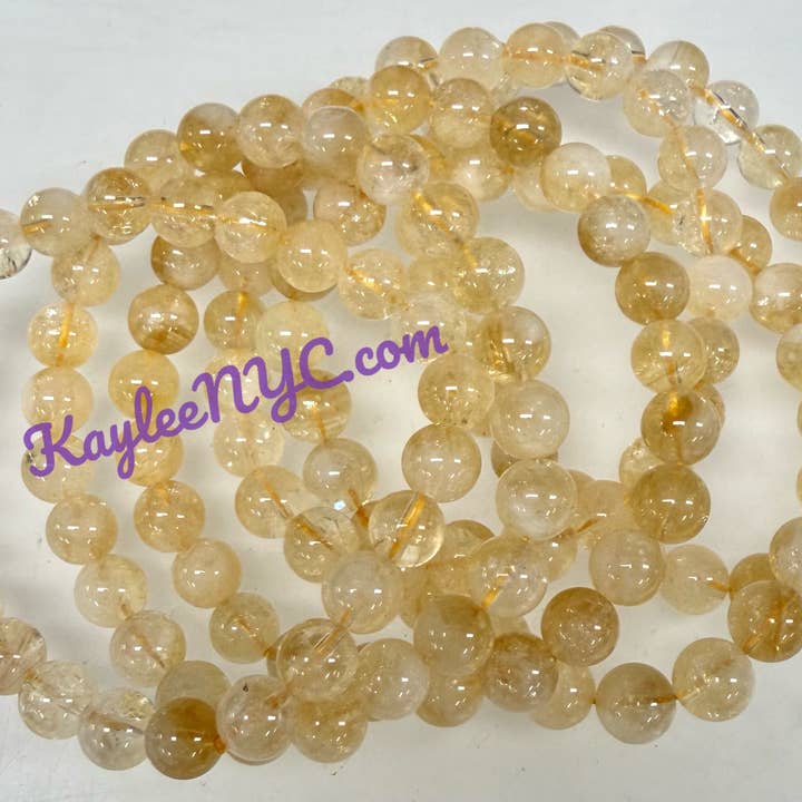 KayleeNYC - Wholesale Beaded Bracelet - Citrine 8mm 7.5” Crystal Stretch Bracelets5