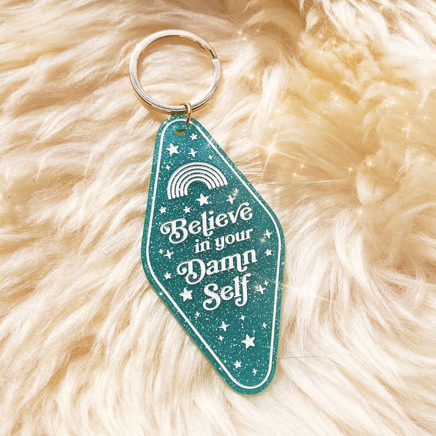 Wildflower + Co. - Wholesale Keychain - Women's - Positive Affirmation Glitter Motel Keychain Stocking Stuffer7