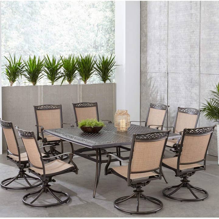 ShipItFurniture - Wholesale Patio Set - Outdoor Dining Set With Rust Resistant Aluminum And Swivel Rockers 60 Inch Table2