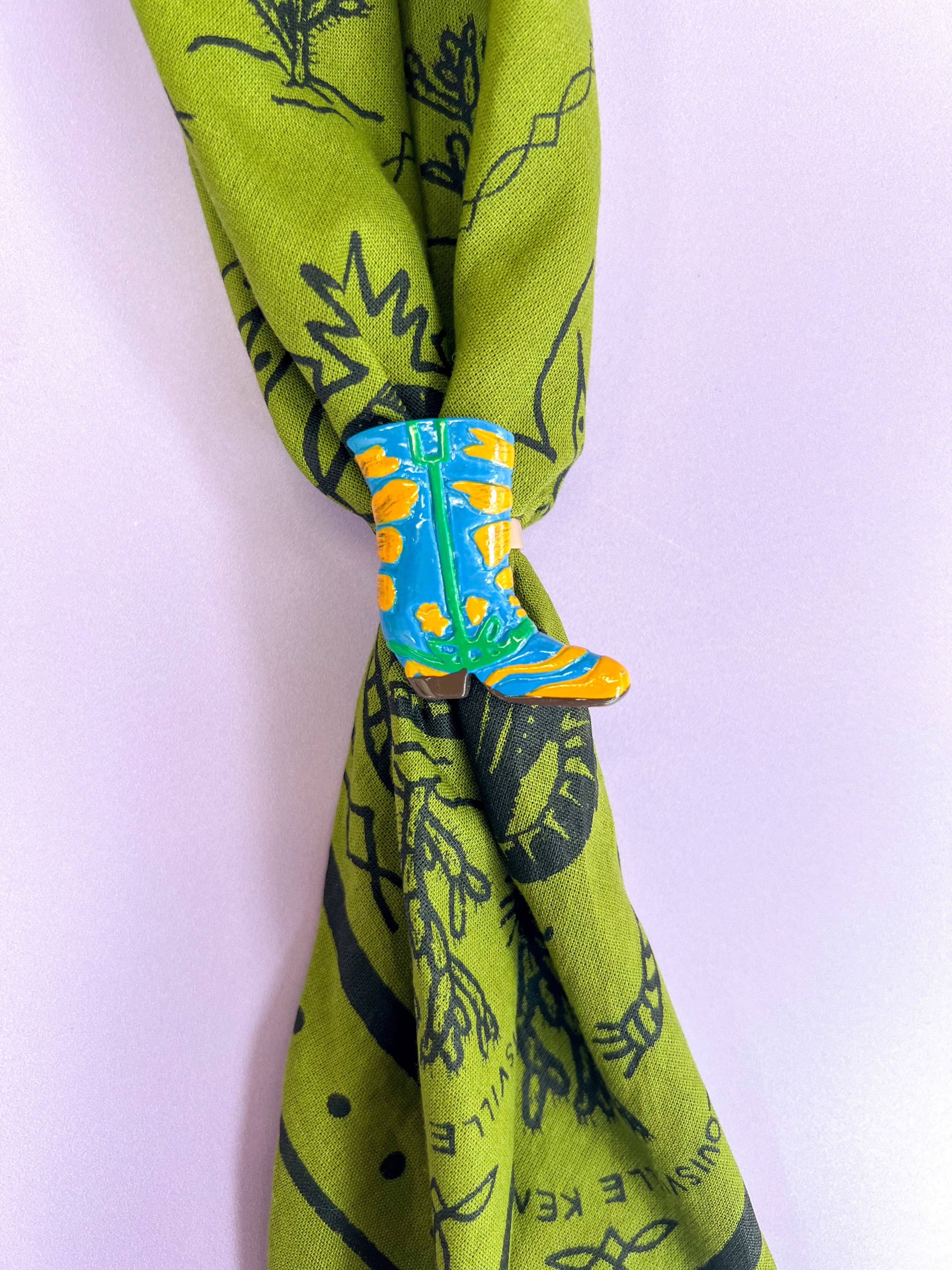 Velvet Outlaw - Wholesale Scarf Clip - Women's - Colorful Cowboy Boot Bandana Slide - Multiple Colors1