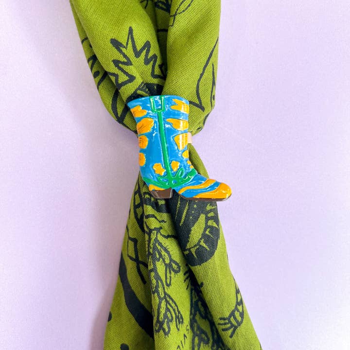 Velvet Outlaw - Wholesale Scarf Clip - Women's - Colorful Cowboy Boot Bandana Slide - Multiple Colors1