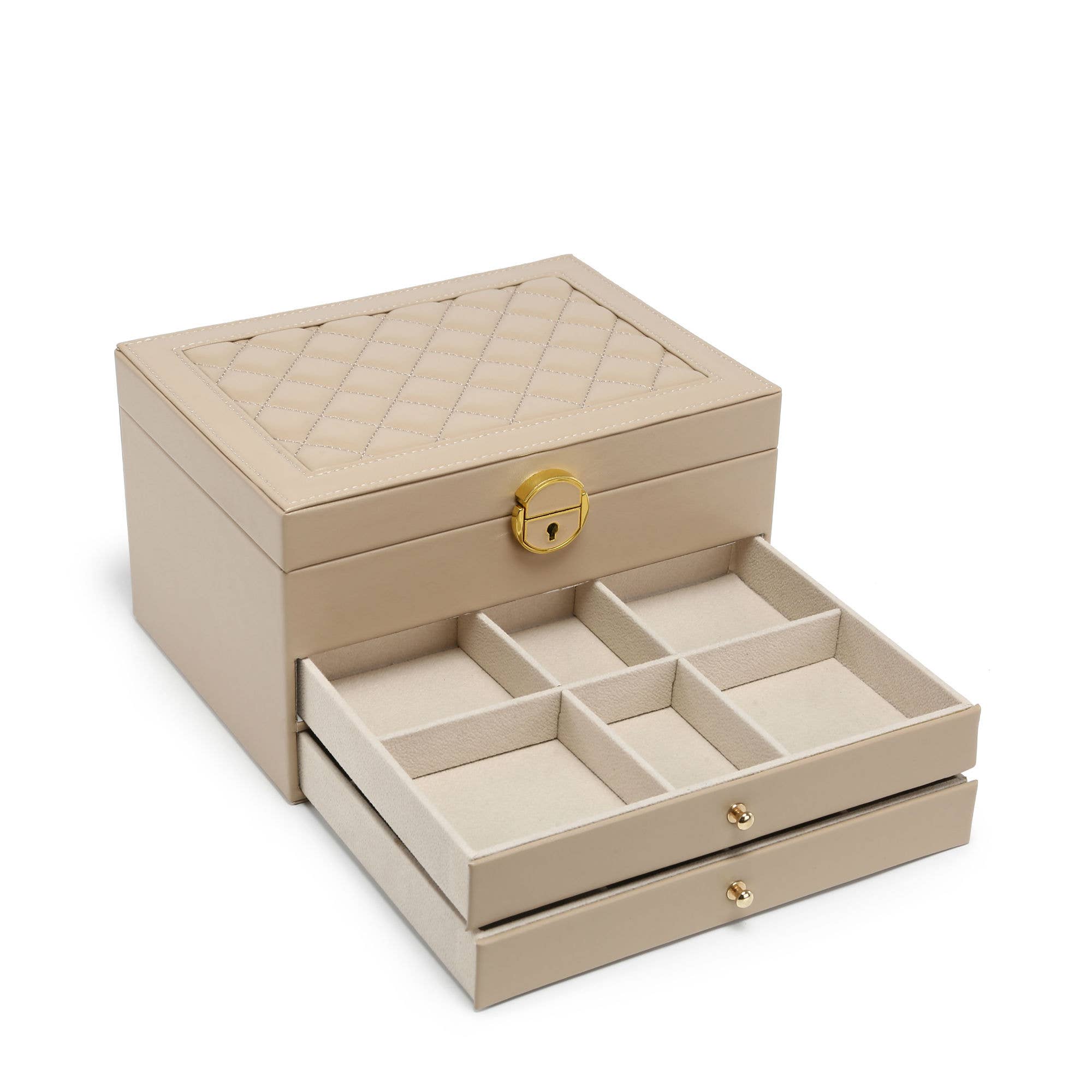 Papaya Fashion Ltd - Vente Boîte/rangement à bijoux - Boîte à bijoux verrouillable à 3 niveaux avec 2 tiroirs7