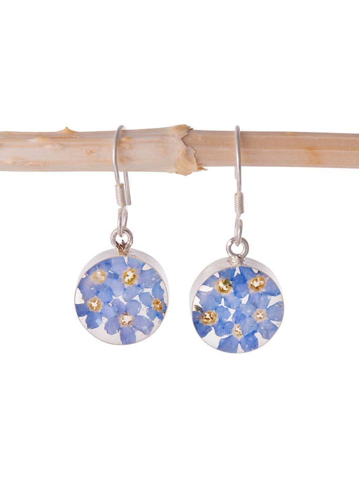 Brincos Redondos com Miosótis por atacado de Fresh Jewelry Co