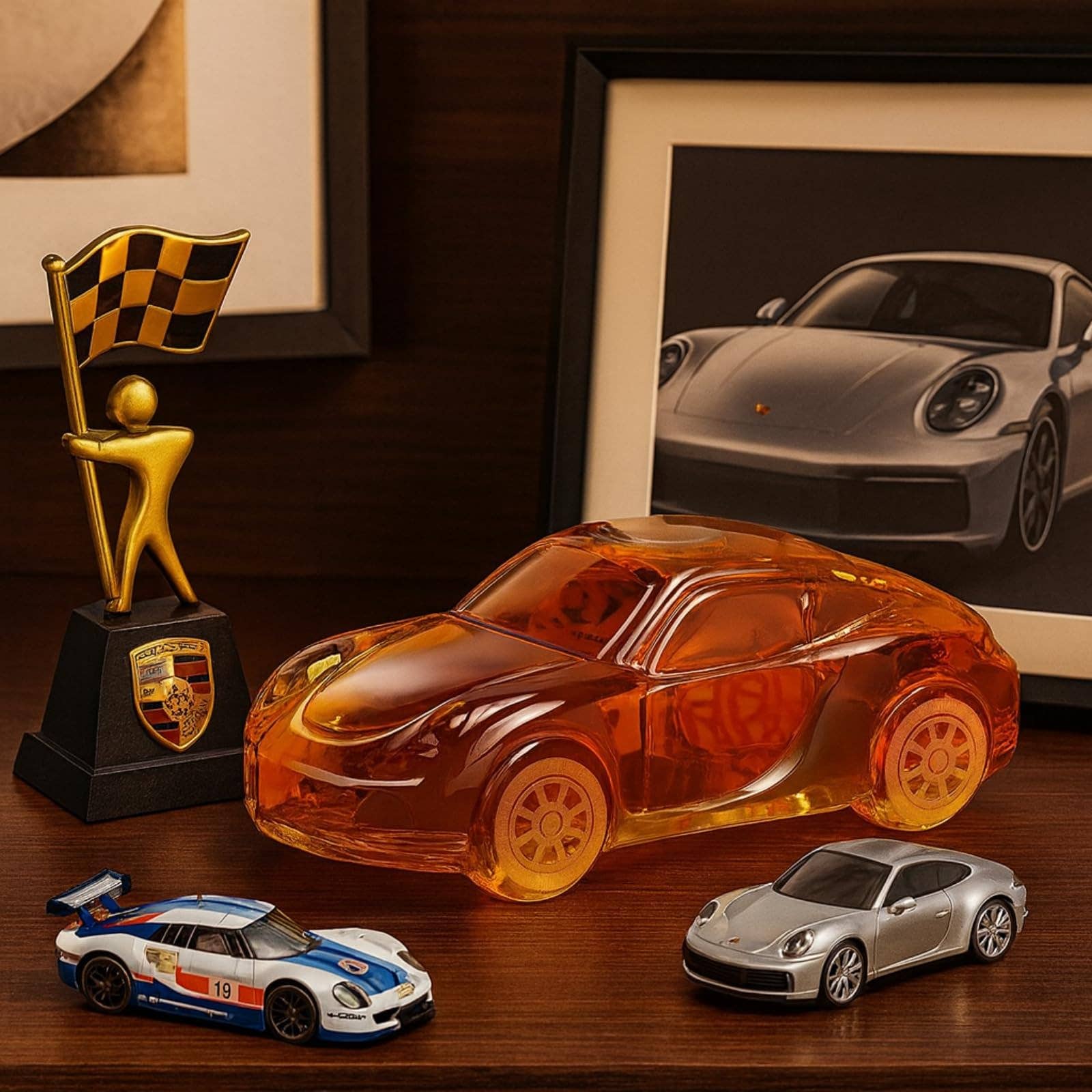 The Wine Savant /  Khen Glassware - Wholesale Decanter - Car Whiskey Decanter 8.5oz, Nascr Porsche Coupe Sports6