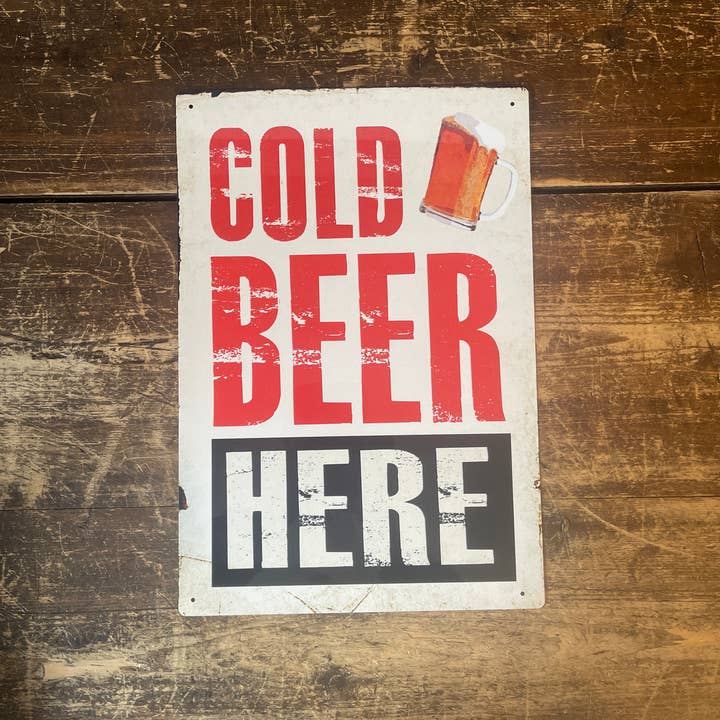The British Metal Signs Company - Wholesale Sign - Cold Beer Here - Metal Sign