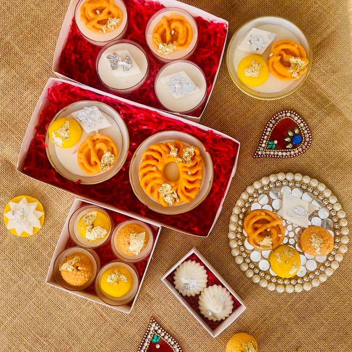 Kourage & co - Wholesale Novelty candle - Jalebi & Kaju Katli Diya Candle3