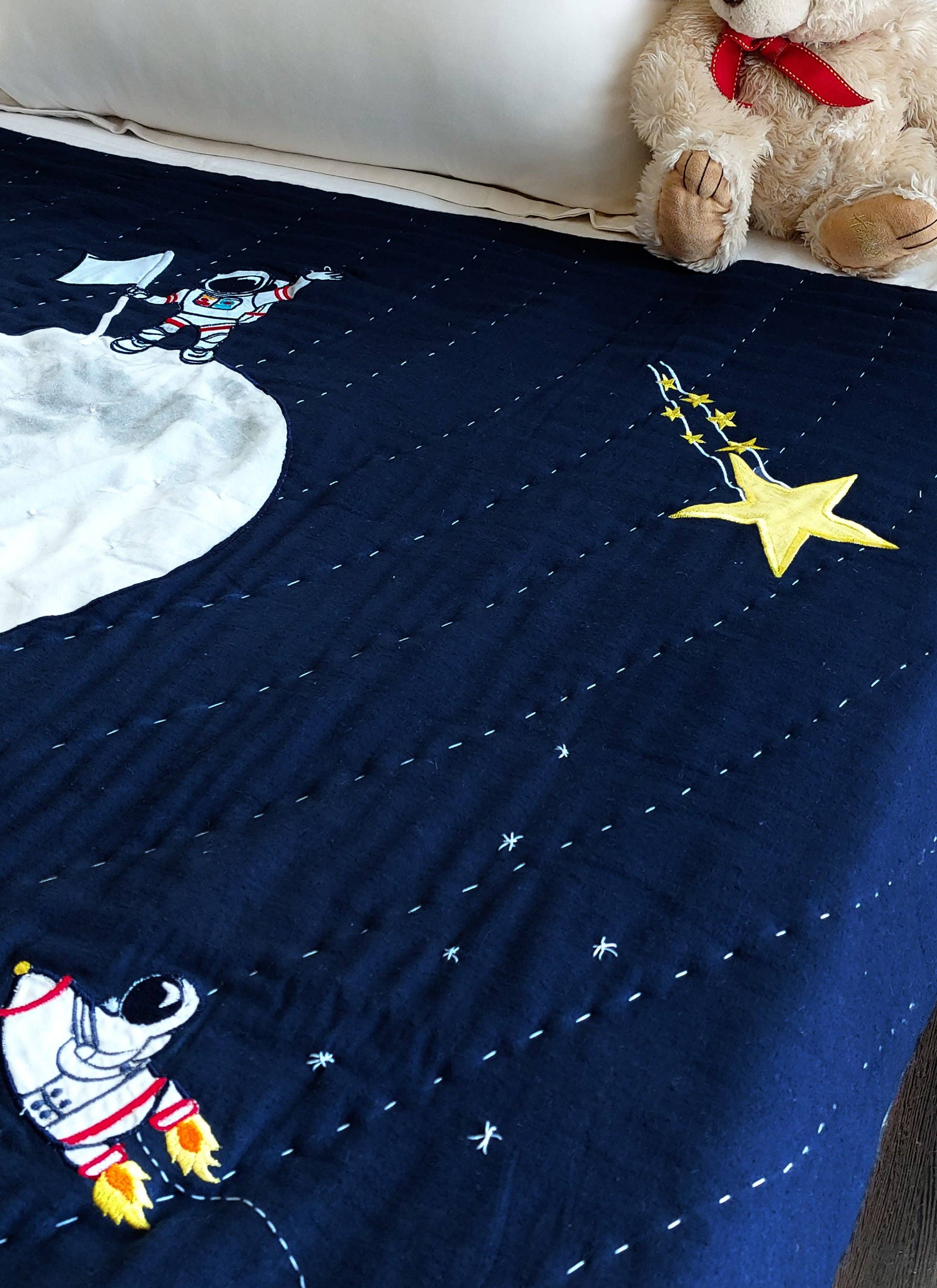 Amore Beauté - Venta al por mayor Edredones acolchados - Niños y bebés - Colcha espacial, colcha de astronauta, ropa de cama para niños pequeños con funda4