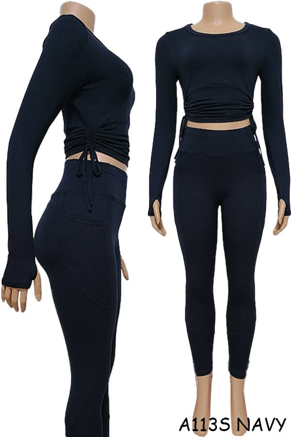 SSImport - Wholesale Activewear Set - Women's - A113S SPORTS YOGA POCKET LEGGINGS TOPS SETS MIX SIZES 12PCS6