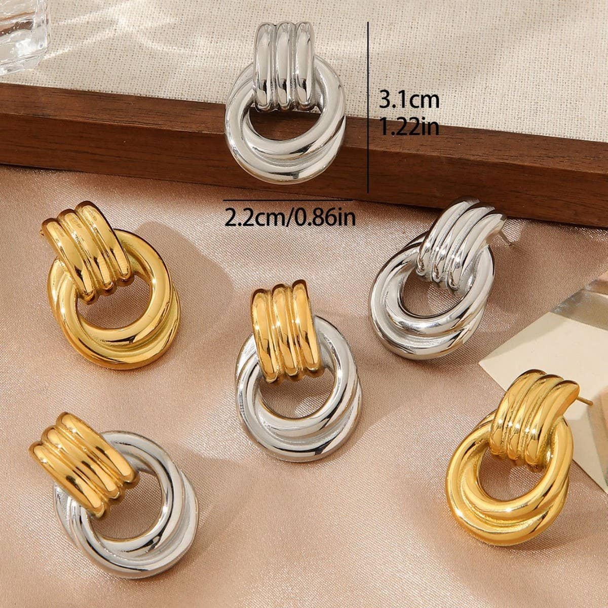 ACCITY - Wholesale Hoop Earrings - 18K GOLD THREADED TITANIUM HOOP EARRINGS_CWMM36033