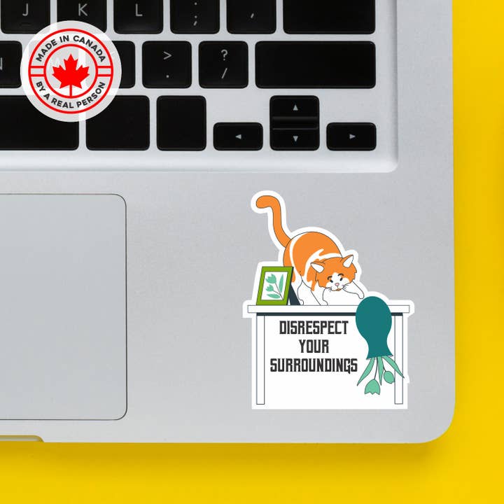 Disrespect Your Surrounding Cat Sticker for wholesale by Lunch Box Stickers