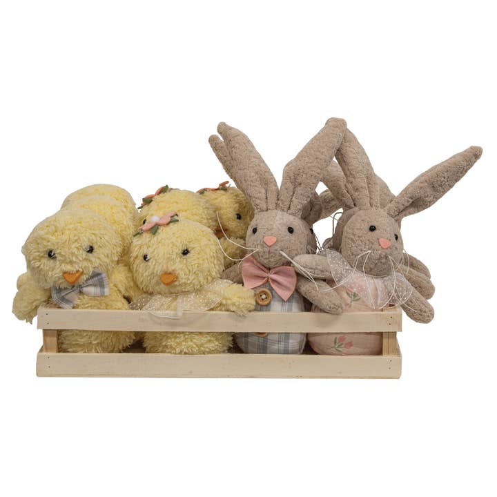 12 pc Bunny and Chick Ornaments with Crate for wholesale by Bright Ideas