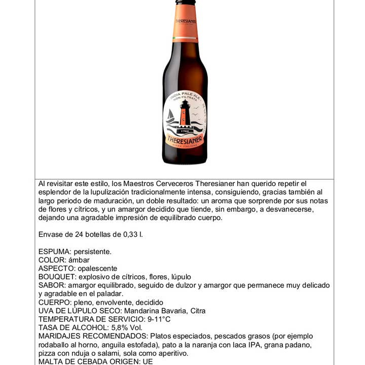 Metina SAS - Wholesale Beer - India Pale Ale Theresianer Beer 33 cl.3