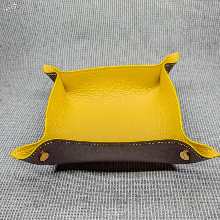 VALET TRAY - DARK BROWN & YELLOW for wholesale by KUBEEKA