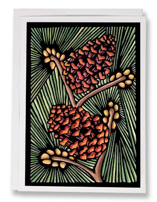 Sarah Angst Art - Wholesale Season's Greetings Card - Greeting Card Pine Cones2