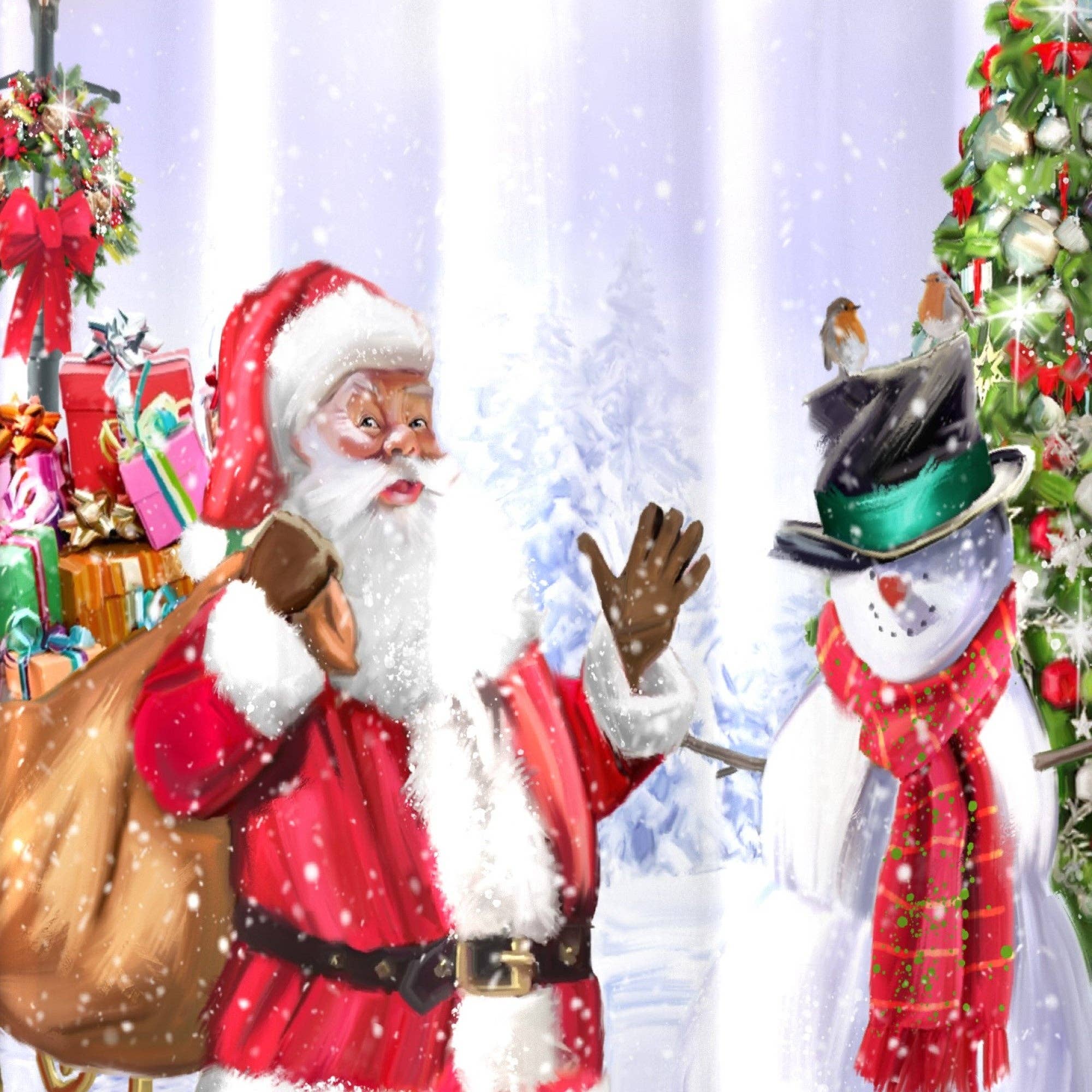 UW Home – wholesale Curtain – Christmas Santa & Snowy Door Curtain by Fusion in Multi3