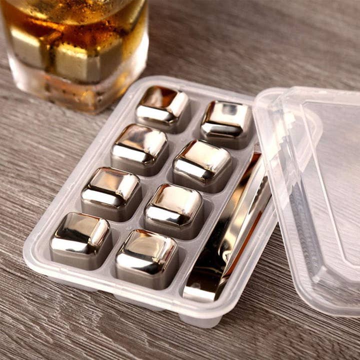 VIGOR - Wholesale Drink Chilling Cubes - Stainless Steel Reusable Ice Cubes with Barman Tongs3