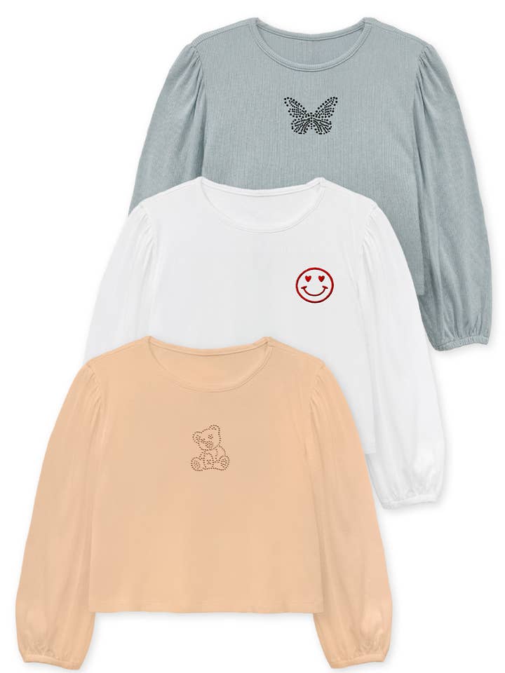 GKT-Y24-360123B Girl's Long Sleeve Tops w/ Graphics for wholesale by Cutie Patootie Clothing