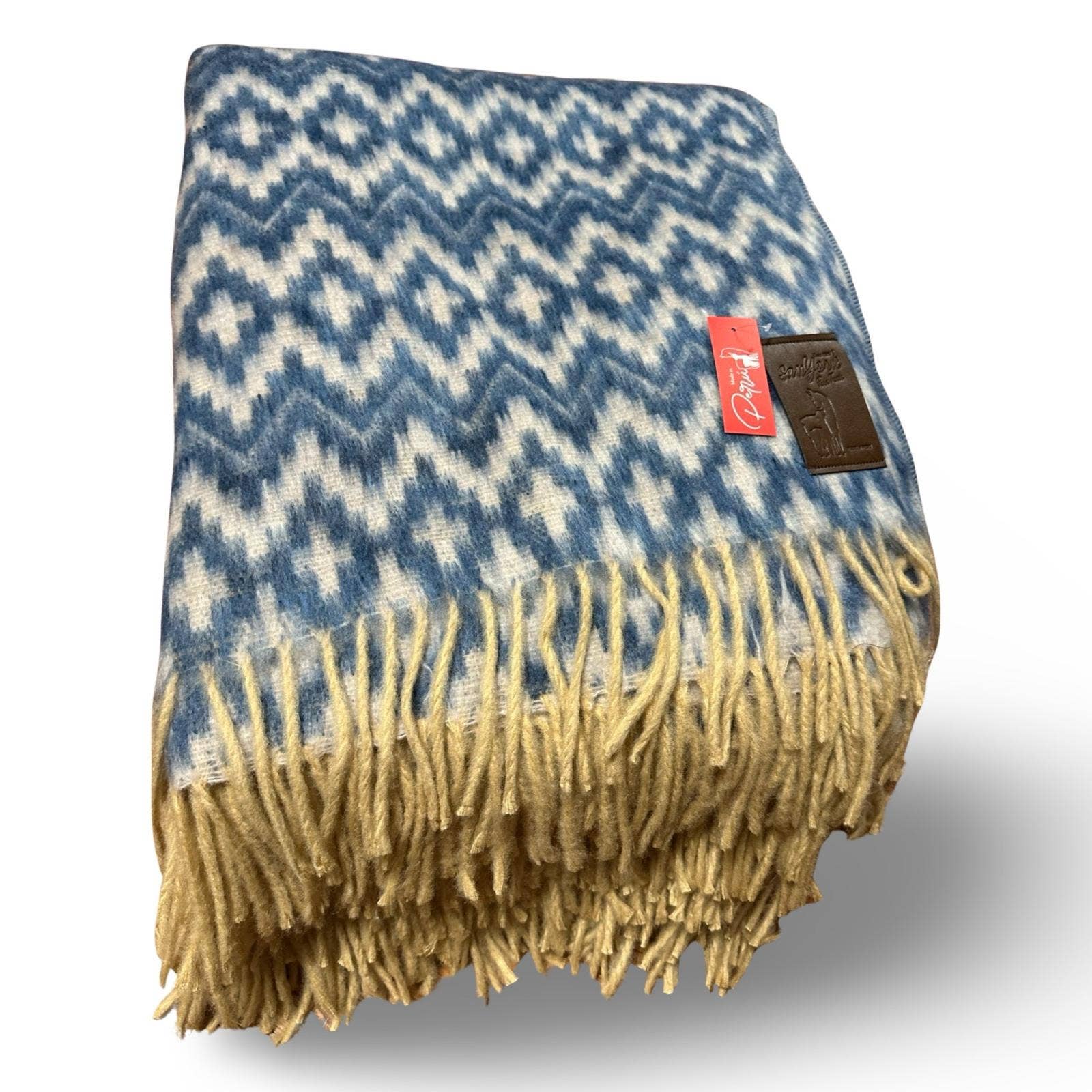 Sanyork Fair Trade - Wholesale Throw Blanket - Reversible Brushed Alpaca Blue Chacana Inca Cross Pattern2