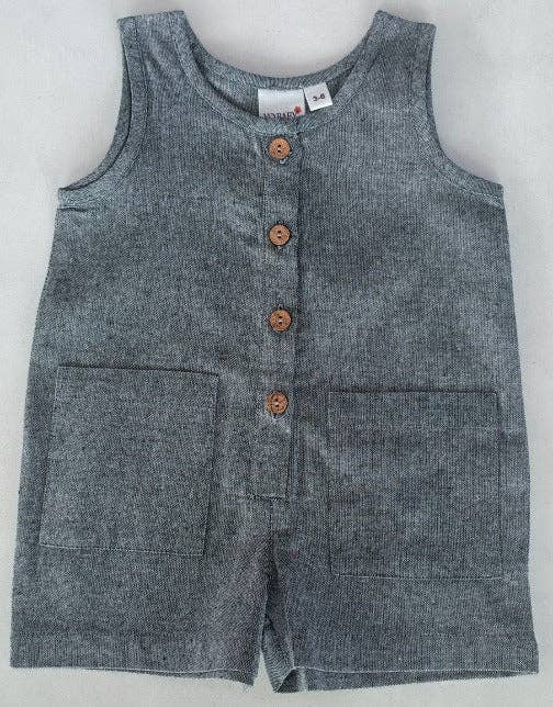 Yo Baby - Wholesale Jumpsuit - Baby - Black Chambray Boys Romper4