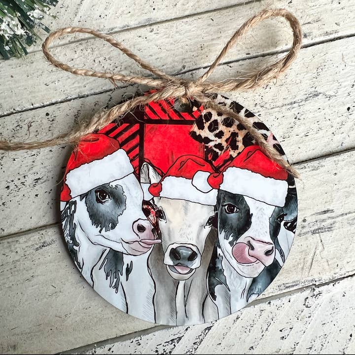 Three Baby Cows Christmas Ornament for wholesale by Little Country Cottage LLC