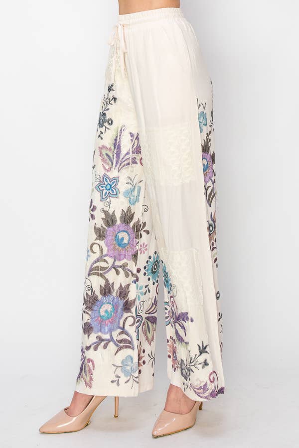 EMBO Avslappnade spetslappbyxor med elastisk dragsko - 4703 BG/EMBO FL för wholesale på Faire2