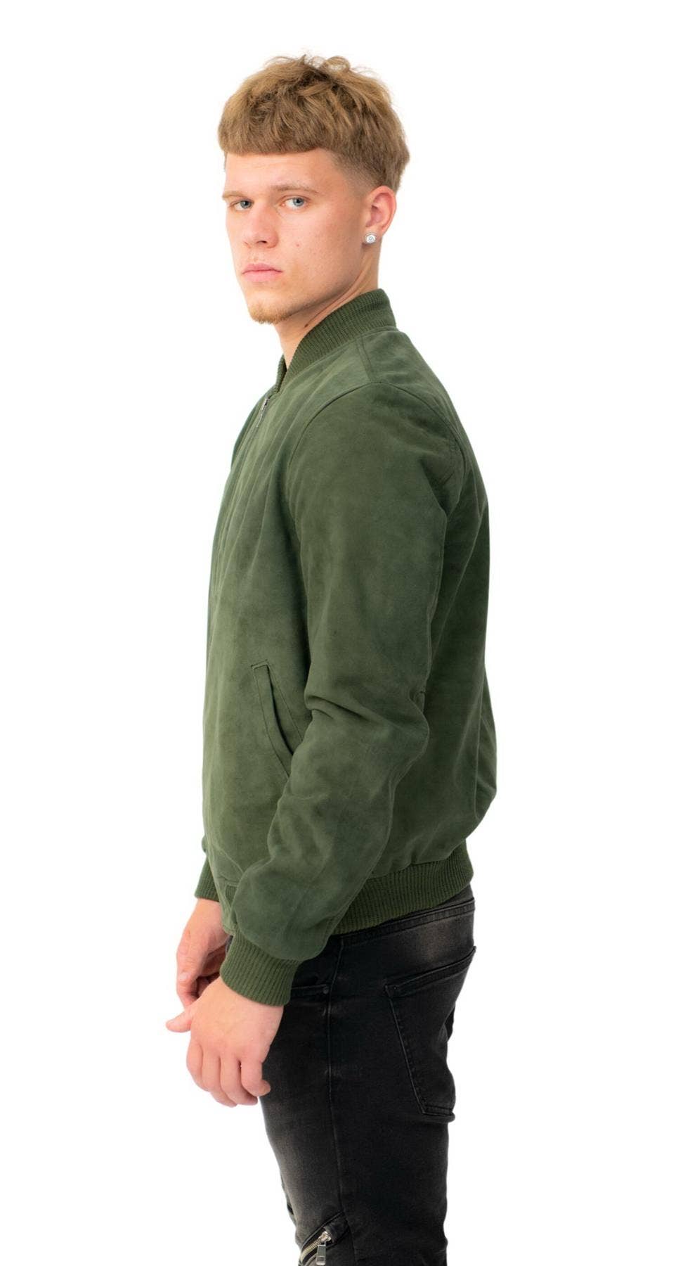 Infinity Leather (Upperclass Fashions Ltd) - Wholesale Bomberjack - Heren - Heren Retro Geiten Suède Varsity Leren Bomberjack-Athene36